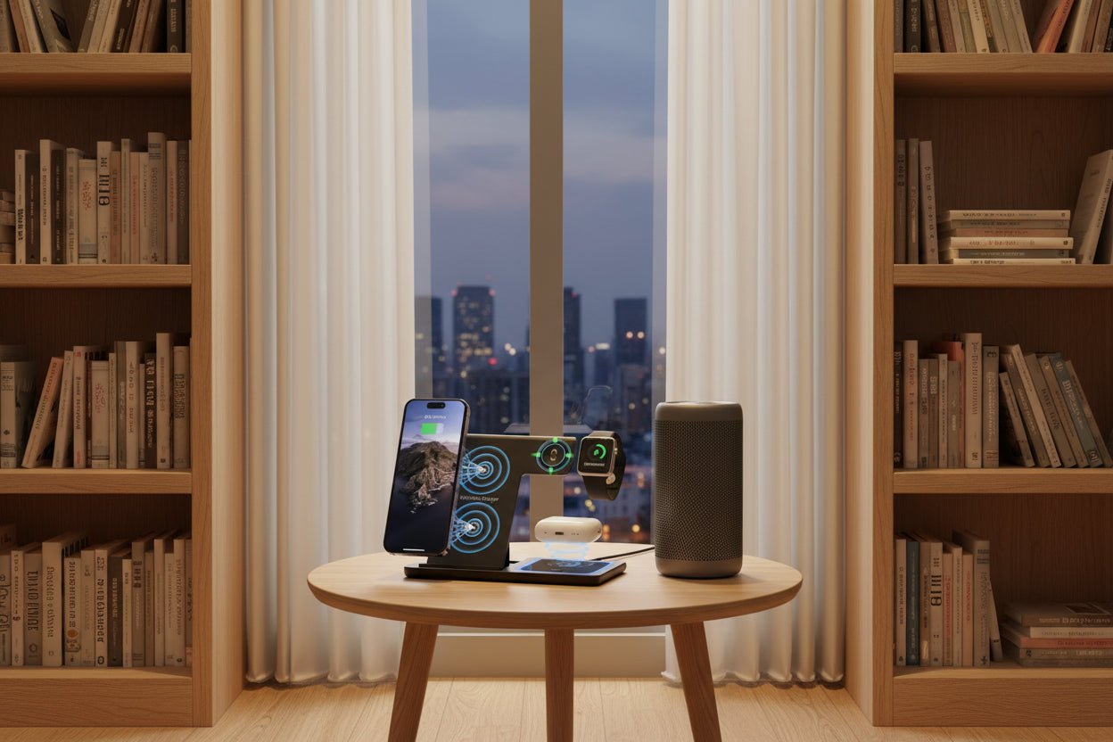 Soporte de Cargador Inalámbrico 3 en 1 | Habitación | Escritorio |